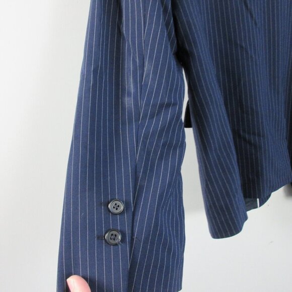 Brooks Brothers Stellita Fit Blazer Women 14 Blue Striped Wool Career Office 578 - Picture 6 of 11
